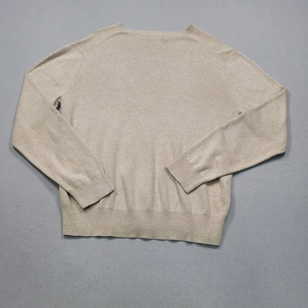 Polo Ralph Lauren Mens Pima Cotton V-Neck Sweater Beige Large Heather Classic